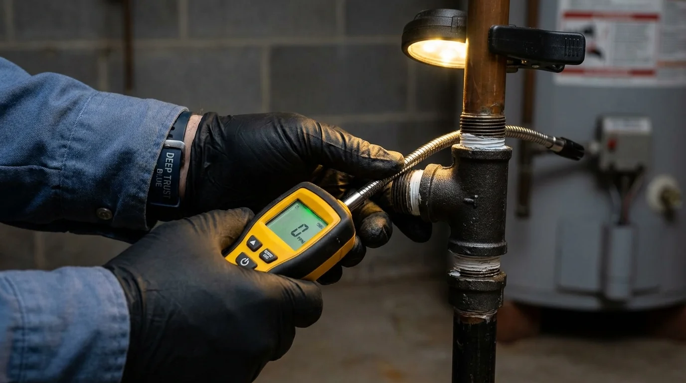 Gas leak detection with electronic sniffer by Johns Plumbing LLC in San Joaquin