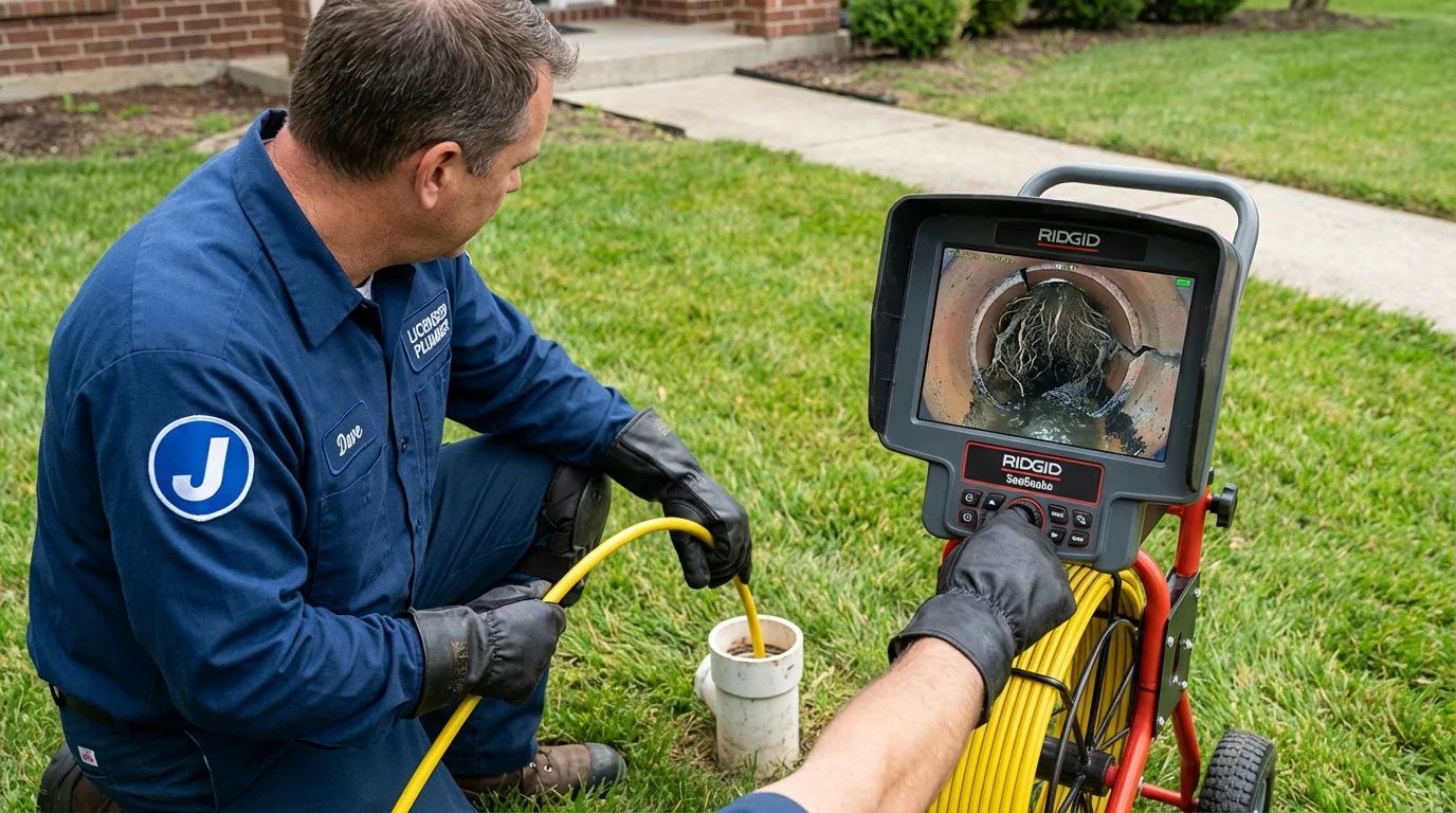 Sewer camera inspection being performed by Johns Plumbing LLC in San Joaquin